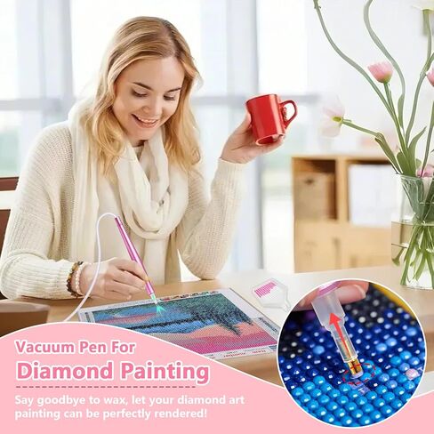 قلم اللوحة الماس الكهربائية مع شفط قابل للتعديل ، قلم اللوحة الفنية الماس Epainter بدون شمع ، أداة ملحقات لوضع أحجار AB ، هادئة وطويلة الأمد (أرجواني) in Kuwait