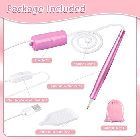 قلم اللوحة الماس الكهربائية مع شفط قابل للتعديل ، قلم اللوحة الفنية الماس Epainter بدون شمع ، أداة ملحقات لوضع أحجار AB ، هادئة وطويلة الأمد (أرجواني) in Kuwait