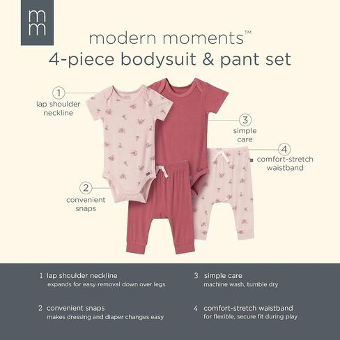 اللحظات الحديثة من قبل Gerber Baby Girls 'Bodysuit و Pant Set ، Seashells العاج ، 6-9 أشهر in Kuwait