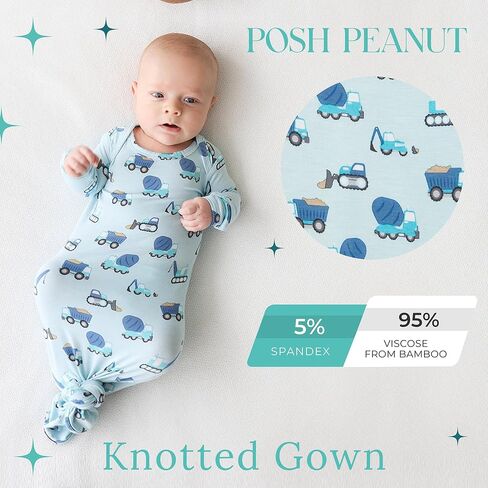 Posh Peanut Baby Knotted Gowns - Newborn Gowns For Girls, Baby Sleep Gown - Baby Girl Nightgowns (Sandy Blush Ribbed, 0-3 Months) in Saudi Arabia