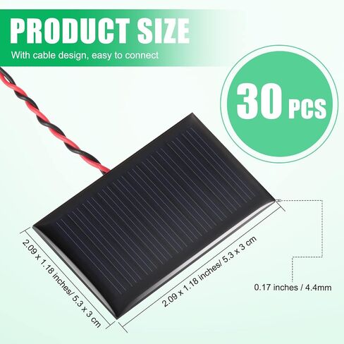 RETISEE 30 PCS 5V 30MA الخلايا الشمسية الصغيرة الألواح الشمسية الصغيرة polysilicon diy المواد الكهربائية الخلايا الكهروضوئية مع الأسلاك DIY مجموعات in Saudi Arabia