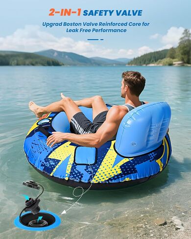 53" Heavy Duty River Tube With Premium Canvas Cover, Inflatable Water Tubes for Floating, Tubing Floats for Pool Lake, Rafts With 2 Cup Holders, 2 Grip Handles for Adults in Saudi Arabia