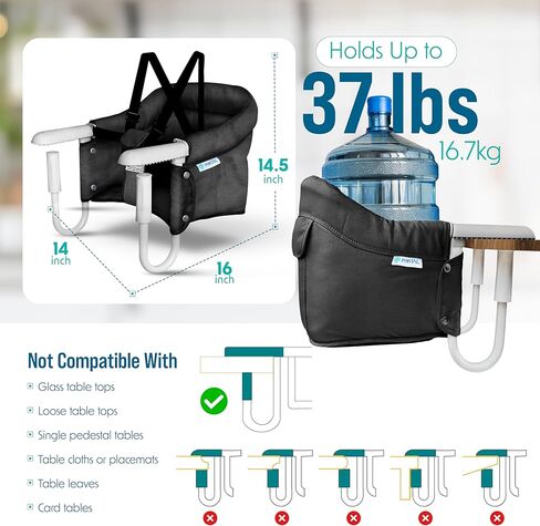 Portable Hook on High Chair for Baby & Toddler from 6-36 Months – Clip on Baby Seat for Table – Fast Table Chair for Travel & Dining– Including Storage Bag - Black in Kuwait