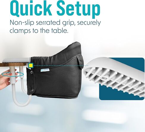 Portable Hook on High Chair for Baby & Toddler from 6-36 Months – Clip on Baby Seat for Table – Fast Table Chair for Travel & Dining– Including Storage Bag - Black in Kuwait