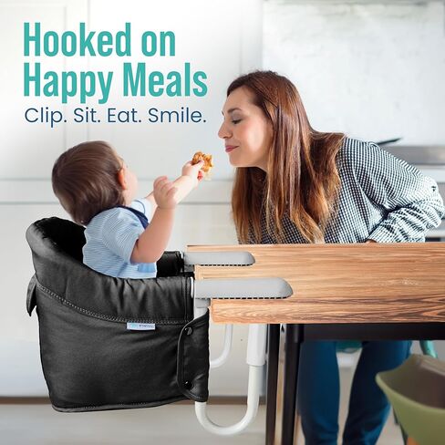 Portable Hook on High Chair for Baby & Toddler from 6-36 Months – Clip on Baby Seat for Table – Fast Table Chair for Travel & Dining– Including Storage Bag - Black in Kuwait