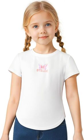 قمصان Stelle Girls الرياضية قصيرة الأكمام الجافة السريعة المحملات UPF 200 ، قمم Crew Neck Active Tops للأطفال من 5 إلى 15 عامًا in Saudi Arabia