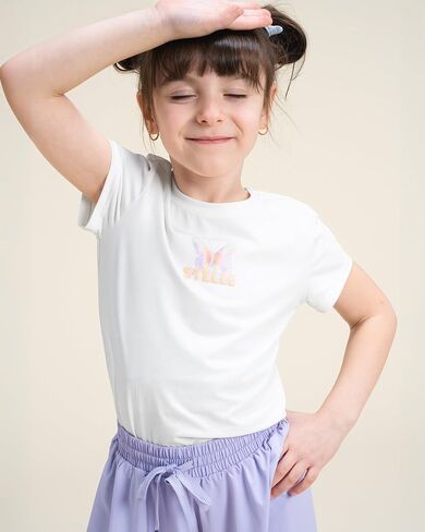 قمصان Stelle Girls الرياضية قصيرة الأكمام الجافة السريعة المحملات UPF 200 ، قمم Crew Neck Active Tops للأطفال من 5 إلى 15 عامًا in Saudi Arabia