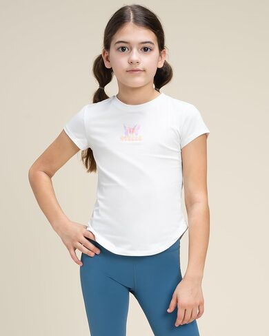 قمصان Stelle Girls الرياضية قصيرة الأكمام الجافة السريعة المحملات UPF 200 ، قمم Crew Neck Active Tops للأطفال من 5 إلى 15 عامًا in Saudi Arabia