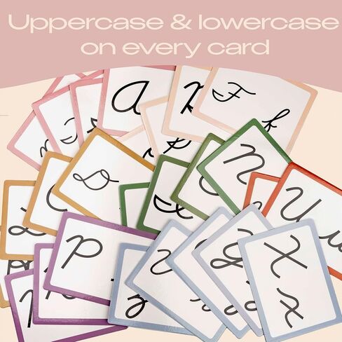 Phonics Cursive Alphabet Flash Cards by Maritas - متينة ، سميكة ونابضة بالحياة - يجب أن تكون في مرحلة ما قبل المدرسة ، التعليم المنزلي والفصول الدراسية - الأجزاء 3+ in Kuwait