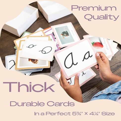Phonics Cursive Alphabet Flash Cards by Maritas - متينة ، سميكة ونابضة بالحياة - يجب أن تكون في مرحلة ما قبل المدرسة ، التعليم المنزلي والفصول الدراسية - الأجزاء 3+ in Kuwait
