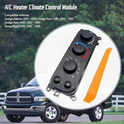 599-212 Climate Control Panel Compatible with Dodge Ram 1500 2500 3500 2002-2005 Dakota 2001-2004, HVAC Control Switch Module Replace 55055905AA in Saudi Arabia