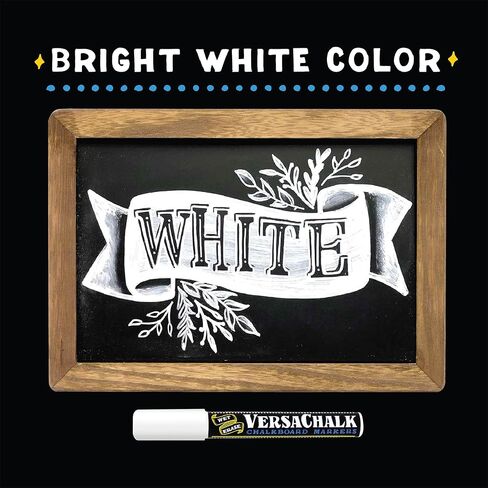 VersaChalk White Liquid Chalk Markers for Blackboards (Pack of 10, 3mm, Fine Tip) - Erasable Washable Chalk Pens for Chalkboard Signs, Windows an Non-Porous surfaces in Saudi Arabia