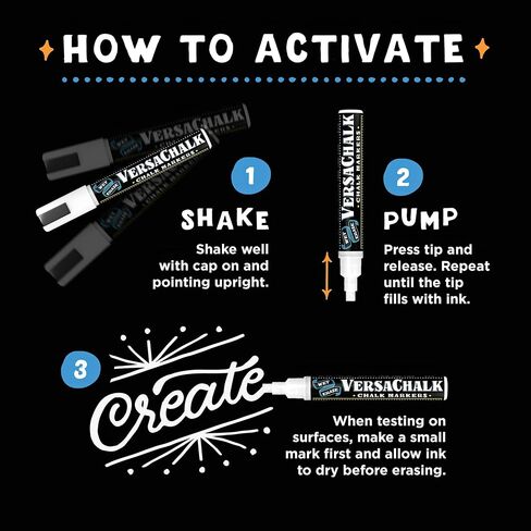 VersaChalk White Liquid Chalk Markers for Blackboards (Pack of 10, 3mm, Fine Tip) - Erasable Washable Chalk Pens for Chalkboard Signs, Windows an Non-Porous surfaces in Saudi Arabia