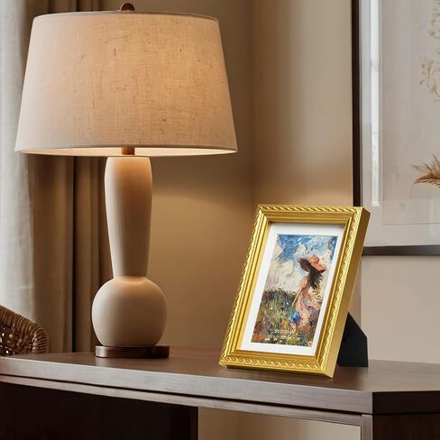 8x10 إطار صورة مزخرف بالذهب مع حدود حبة وحبل مركزي ، خشب صلب مع زجاج حقيقي ، عرض 8x10 صورة مُعجزة على 5x7 ، عموديًا وأفقيًا للمكتب الطاولة أو الجدار المعلقة in Saudi Arabia