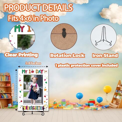 ISOVF Kindergarten Picture Frame - First Day of School Photo Frame Gifts, Fit 4"x6" Photo Wood Tabletop Display - D05 in Kuwait