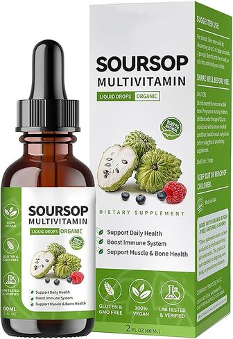 Soursop Bitters Liquid 2 Fl Oz, Soursop Graviola Leaf Extract Liquid Drop, Soursop Multivitamin Liquid Drops Organic for Cell Support, Immune System, Relax in Saudi Arabia