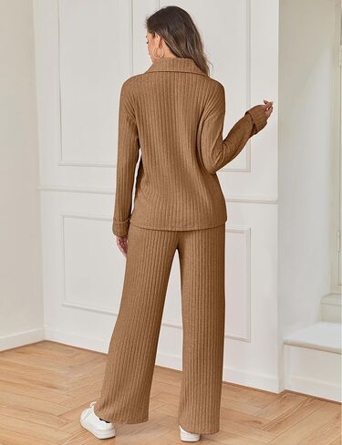 Sheshow Women 2 قطعة صالة مجموعة V-Neck نصف zip pullover و serfring السوائل الساق in Kuwait