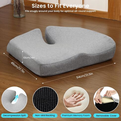 REDOFF®Extra Large Memory Seat Cushion 21.5 * 17.7 * 4inches– Cushion Pillow for Back Support Non-Slip Seat Pad for Office Desk, Car Seat, Wheelchair, Sciatica (Blue) in Saudi Arabia