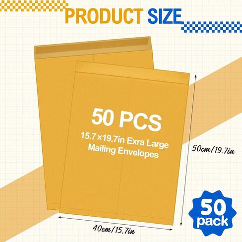 25 Pcs 18 x 22 Inches Jumbo Catalog Mailing Envelopes Peel and Seal Brown Kraft Manilla Envelopes Large Size for Mailing Storing Organizing Oversized Mail Business Documents in Saudi Arabia
