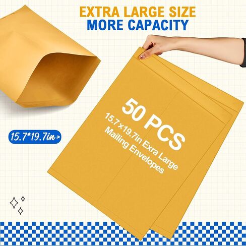 25 Pcs 18 x 22 Inches Jumbo Catalog Mailing Envelopes Peel and Seal Brown Kraft Manilla Envelopes Large Size for Mailing Storing Organizing Oversized Mail Business Documents in Saudi Arabia
