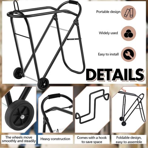 Horse Saddle Tack Cart with Wheels, Rolling Iron Heavy Duty Trailer Organizer with Hooks Foldable Horse Cinch Equipments Stable Storage Tool for Saddle Moving Transport Organizer Supplies in Saudi Arabia