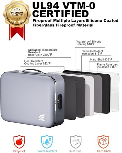 مربع مستندات مستند Fireproof 8 مربع منظم ملفات الطبقة مع قفل. وثيقة مهمة مع مجلد الملف ، الكمبيوتر المحمول ، السفر المحمول آمن in Kuwait