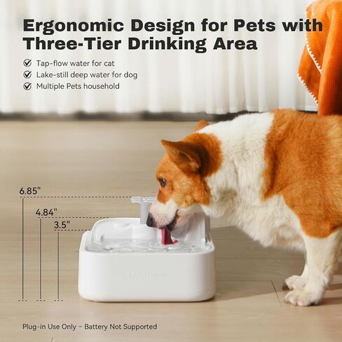 OxygenZ Cat Water Fountain for Drinking More, Pet Water Bowel 3-Tired Oxygen-enriched RealFountain Quiet, Indoor Dog Waterer Dispenser, Dual Pumps Ultra Filter Circulating System Easy Clean 2L/67 oz in Saudi Arabia