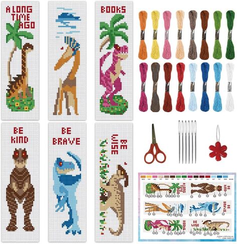 INFUNLY 6PCS Encourage Reading Cross Stitch Bookmark Kit I'd Love to Read More DIY Stamped Cross Stitch Kit Embroidery Bookmark Kit Inspirational 8.66"×3.15" for Adults Students Book Lovers in Saudi Arabia