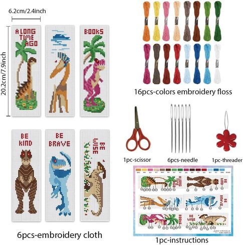 INFUNLY 6PCS Encourage Reading Cross Stitch Bookmark Kit I'd Love to Read More DIY Stamped Cross Stitch Kit Embroidery Bookmark Kit Inspirational 8.66"×3.15" for Adults Students Book Lovers in Saudi Arabia
