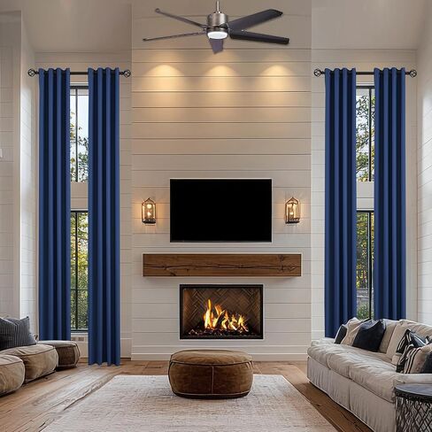 132 Inch Blackout Extra Long Navy Blue Curtain, 11ft Length Triple Weave Soundproof Drapes for Great Living Room High Ceiling, 52x132 Inch, 1 Panel in Saudi Arabia