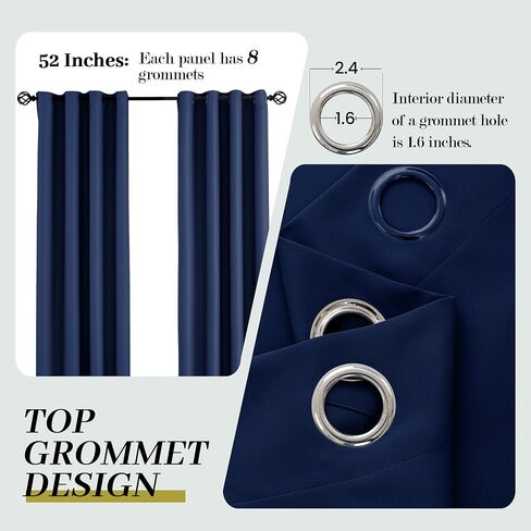 132 Inch Blackout Extra Long Navy Blue Curtain, 11ft Length Triple Weave Soundproof Drapes for Great Living Room High Ceiling, 52x132 Inch, 1 Panel in Saudi Arabia
