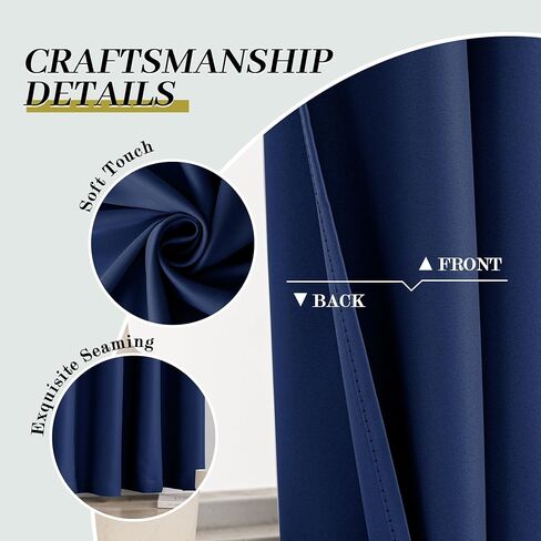 132 Inch Blackout Extra Long Navy Blue Curtain, 11ft Length Triple Weave Soundproof Drapes for Great Living Room High Ceiling, 52x132 Inch, 1 Panel in Saudi Arabia