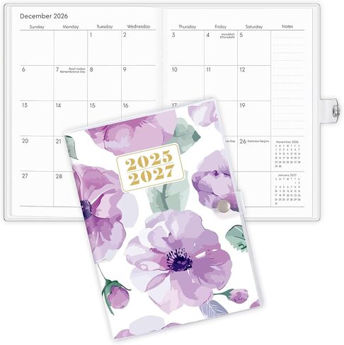 A5 Floral Monthly Planner 2025-2026, 2 Year Monthly Calendar (January 2025 Until December 2026), 5.9'' x 8.4'', calendar 2025 planner with PVC Cover, Perfect for Office, School Organizing Planning in Kuwait