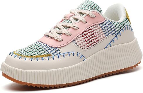 Meidiasstra Women's Platform Sneakers Sneakers عرضية مكتنزة منخفضة أعلى المدينة أحذية المشي الدانتيل حتى أحذية Dolen Sneaker 2024 أحذية المشي العظام مع التهاب اللفافة الأخمصية in Kuwait