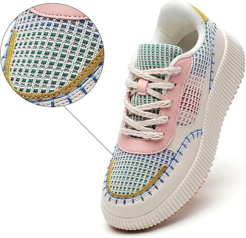 Meidiasstra Women's Platform Sneakers Sneakers عرضية مكتنزة منخفضة أعلى المدينة أحذية المشي الدانتيل حتى أحذية Dolen Sneaker 2024 أحذية المشي العظام مع التهاب اللفافة الأخمصية in Kuwait