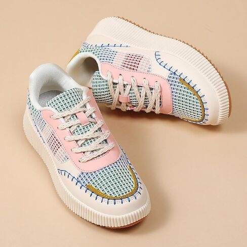 Meidiasstra Women's Platform Sneakers Sneakers عرضية مكتنزة منخفضة أعلى المدينة أحذية المشي الدانتيل حتى أحذية Dolen Sneaker 2024 أحذية المشي العظام مع التهاب اللفافة الأخمصية in Kuwait