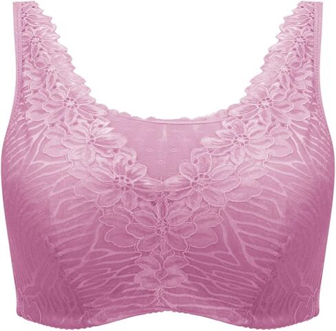 ANRIO Middle-Aged and Elderly Womens Full Cup Bralette Cotton Everyday Bras with Pockets, Mastectomy Gifts for Women (Color : Purple, Size : 85/38B) in Saudi Arabia
