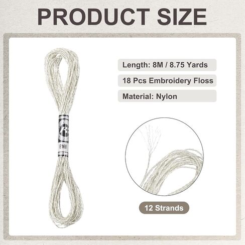 PATIKIL 18 Skeins Embroidery Floss, Metallic Embroidery Thread Nylon Threads Bracelets String for Cross-Stitch Hand Embroidery, Gray in Saudi Arabia