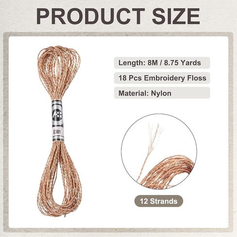 PATIKIL 18 Skeins Embroidery Floss, Metallic Embroidery Thread Nylon Threads Bracelets String for Cross-Stitch Hand Embroidery, Gray in Saudi Arabia