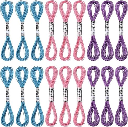 PATIKIL 18 Skeins Embroidery Floss, Metallic Embroidery Thread Nylon Threads Bracelets String for Cross-Stitch Hand Embroidery, Gray in Saudi Arabia