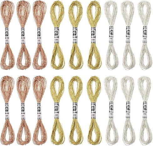 PATIKIL 18 Skeins Embroidery Floss, Metallic Embroidery Thread Nylon Threads Bracelets String for Cross-Stitch Hand Embroidery, Gray in Saudi Arabia