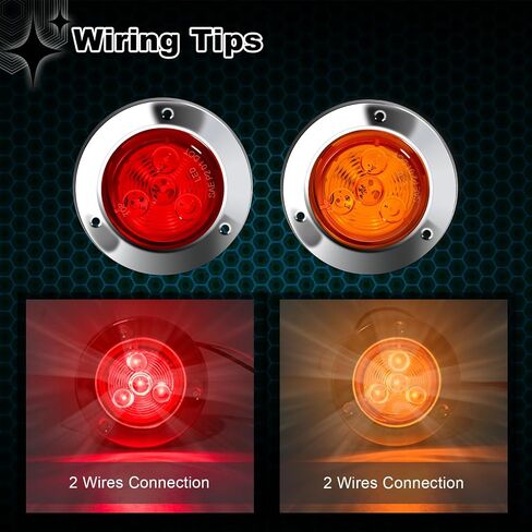 10-Pack (5 Amber + 5 Red) 2" 4 LED Round Trailer Side Marker Lights, Stainless Steel Grommet, DOT Approved, Sealed Flush Mount, IP67 Waterproof, 12V for Truck RV Camper in Saudi Arabia