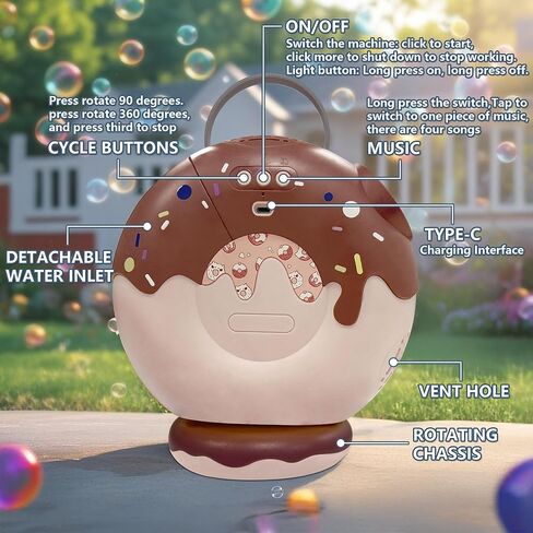Bubble Machine for Kids, Automatic Bubble Blower Large Capacity-500mL, 90°/360° Rotating Electric Bubble Maker for Outdoor Indoor Play, Birthday Party Favors (Age 3 4 5 6+ Years Old) in Kuwait