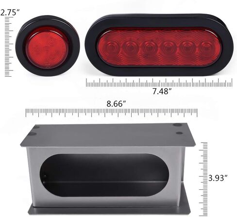 G-PLUS LED Trailer Steel Box Kit Rear Lights,Compatible With Trailer/Truck W/ 6" Oval Tail Light & 2" Marker Lamp (Red lens) Luces Traseras Brake LightsAssembly in Saudi Arabia
