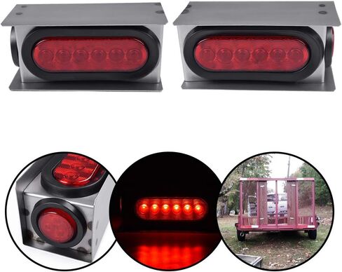 G-PLUS LED Trailer Steel Box Kit Rear Lights,Compatible With Trailer/Truck W/ 6" Oval Tail Light & 2" Marker Lamp (Red lens) Luces Traseras Brake LightsAssembly in Saudi Arabia