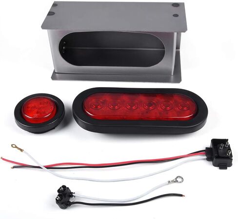 G-PLUS LED Trailer Steel Box Kit Rear Lights,Compatible With Trailer/Truck W/ 6" Oval Tail Light & 2" Marker Lamp (Red lens) Luces Traseras Brake LightsAssembly in Saudi Arabia