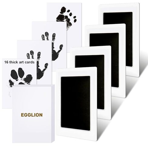 Baby Footprint Kit 4 Pack Ink Print Paw Pad for Toddlers and Dog for Hand and Footprint 16 Pieces of White Cardboard Newborn and Kids Prints in Kuwait