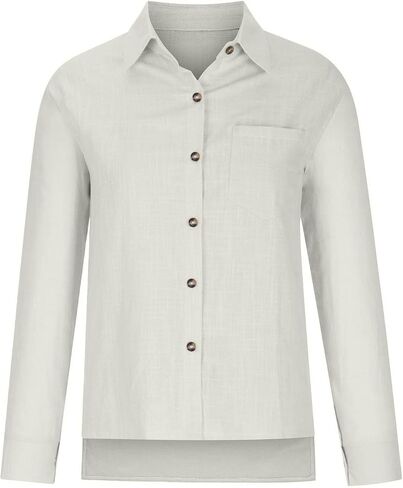Button Down Shirts for Women Fall Fashion 2025 Long Sleeve Cotton Gauze Tops with Pocket Comfy Plain Peasant Tops in Saudi Arabia