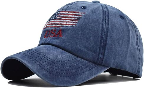 قبعات العلم الأمريكي Yumeno خمر القطن القطن Dad Hat قابلة للتعديل قابلة للتعديل قبعة البيسبول للرجال نساء in Kuwait