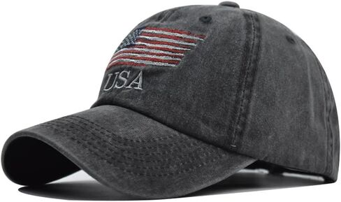قبعات العلم الأمريكي Yumeno خمر القطن القطن Dad Hat قابلة للتعديل قابلة للتعديل قبعة البيسبول للرجال نساء in Kuwait